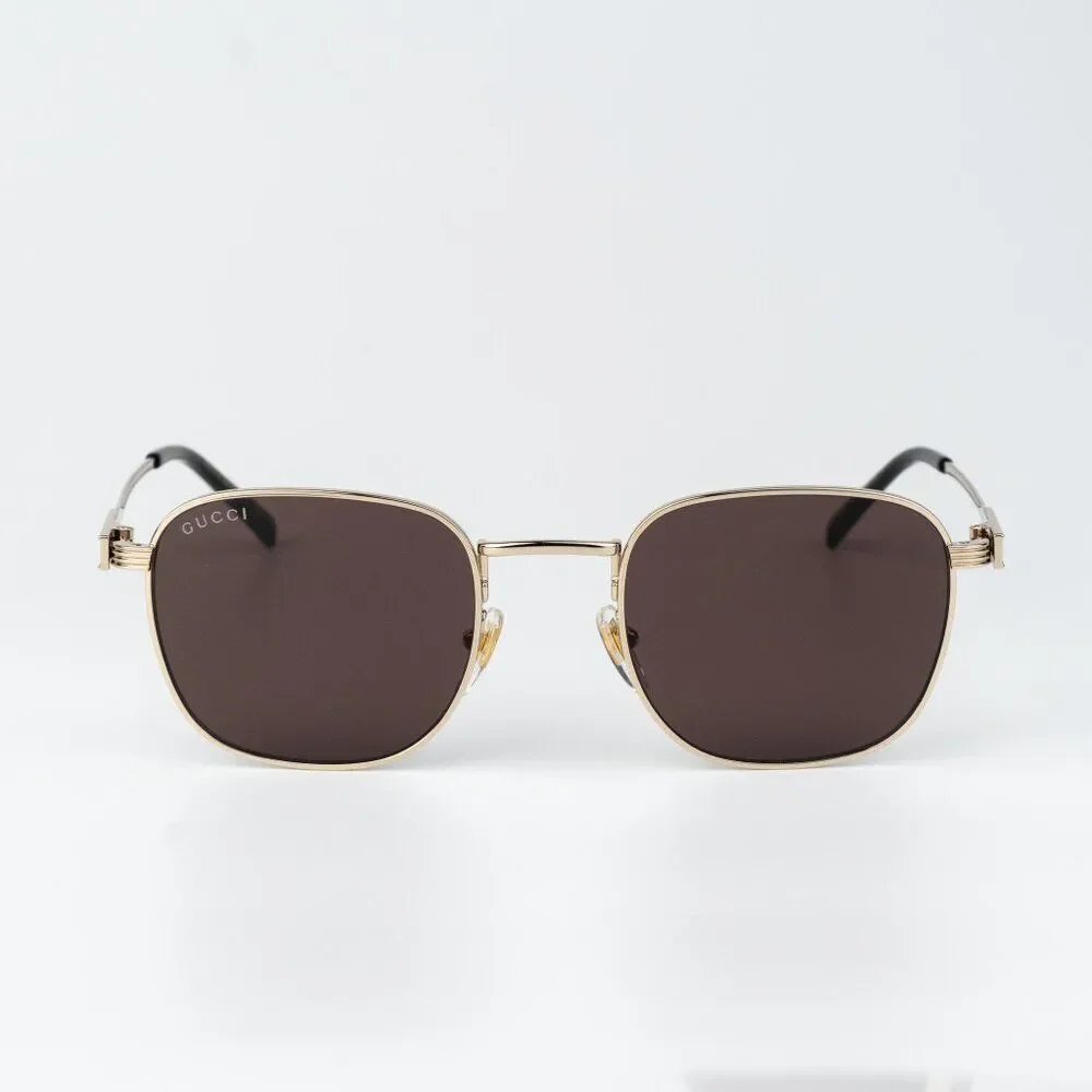 Gucci Men Sunglasses Gold Brown Square GG1876S 002 NEW AUTHENTIC